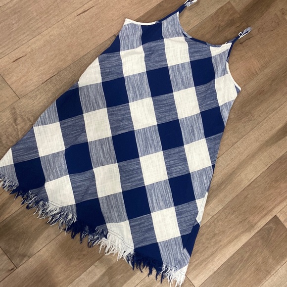 NWOT  natural reflections plaid fringe button dress, size L, 100% cotton - Picture 1 of 7